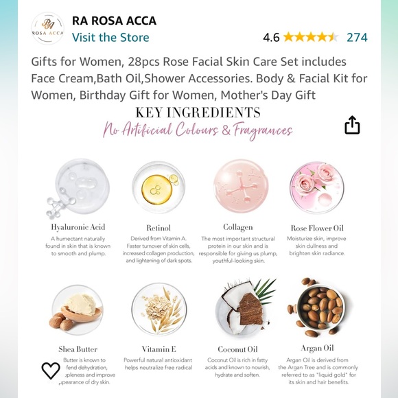 Ra Rosa Acca Skin Care Set- Pink Rose NWT - Picture 7 of 9